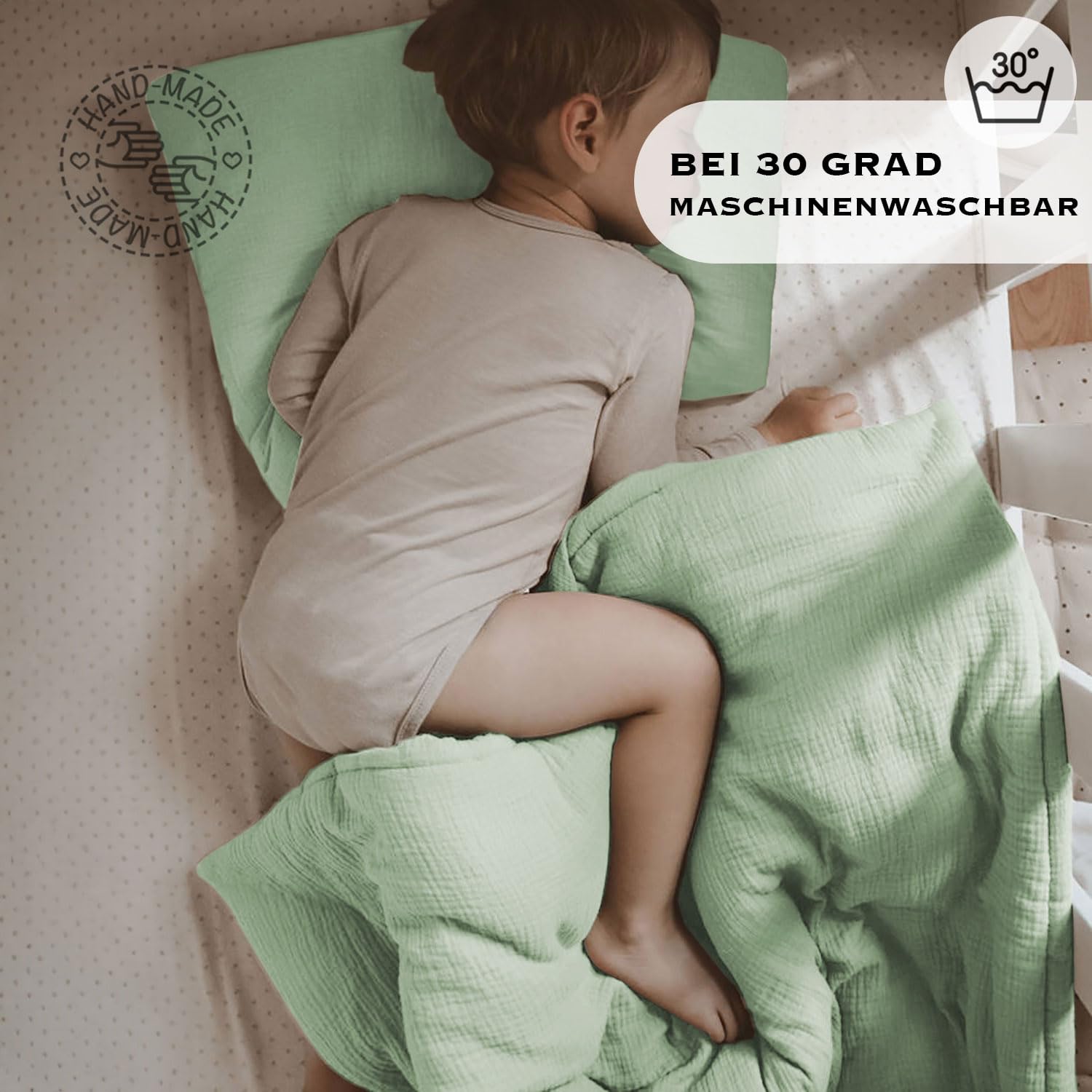 PaLulli® Komplet pościeli z muślinu 135 x 200 cm, poszewka na poduszkę 80 x 80 cm, pościel dziecięca ze 100% bawełny ekologicznej, certyfikat Oeko-Tex, pościel dziecięca 135 x 200 cm + 80 x 80 cm