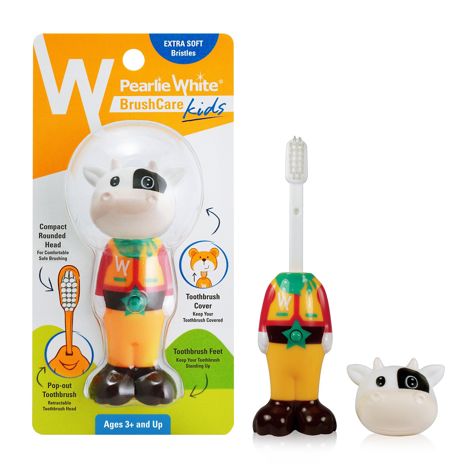 Pearlie White Kids Cow Toothbrush, Extra Soft Bristles for 2+ years