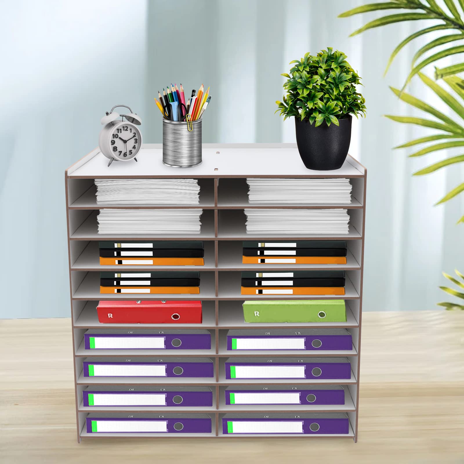 Schreibtisch Dokumentenablage, 9-Stufige Schreibtisch-Organizer Dokumentenablage Briefablage Freistehendes Zeitschriftenregal Papierablage Aktenaufbewahrung Ablagesystem für Zuhause, Schule und Büro