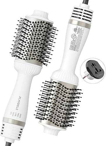 Plavogue Cepillo secador de pelo, 120 V-240 V, cepillo secador de pelo de doble voltaje, cepillo secador de pelo con iones negativos para viajes