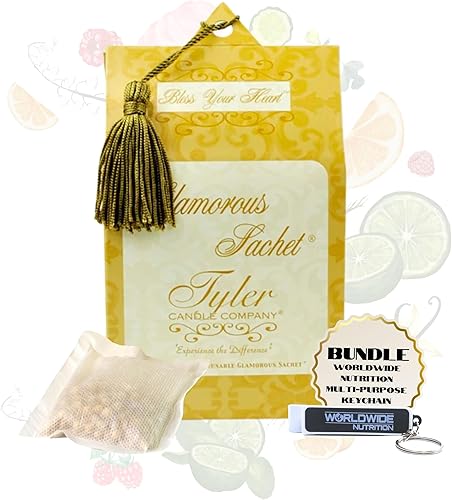 Worldwide Nutrition Paquete Tyler Candle Company Bless Your Heart Scent Secadora Sachets  Glamorosas hojas reutilizables para secadora  1 paquete, 4
