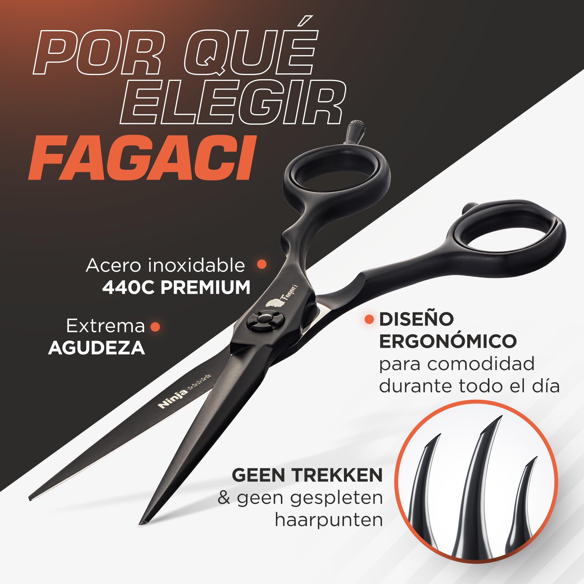 Fagaci Tijeras Peluqueria Profesional 5.5 Pulgadas Acero 440C Para una Precisión Superior, Afilado Duradero Tijeras Cortar Pelo Cuchillas Extremadamente Afiladas