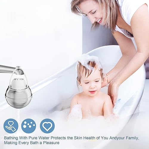 Miniatura 7 de Filtro de baño cromado para bañera, filtro de baño de 8 etapas, elimina cientos de contaminantes, purifica tu agua de baño para una piel y cabello