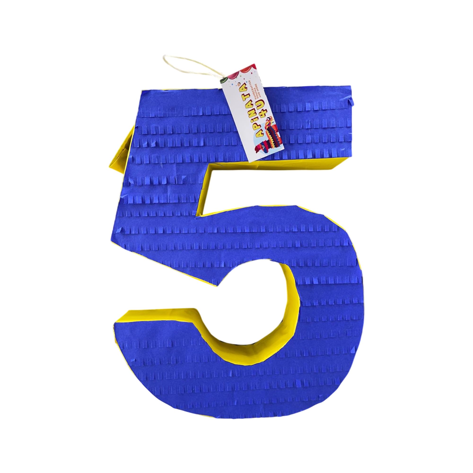 APINATA4U Blue Number Five Pinata, Solid Color Blank 5 Themed Kids Birthday Party Supplies & Gift, 5th Anniversary Celebration Large Number Five,