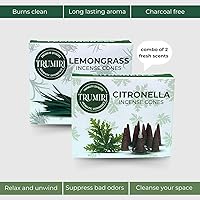 Vista 23 de TRUMIRI Incense Cones - Combo Pack of 20 Cone Incense - 10 Nag Champa + 10 Palo Santo - Insence Cones - Incense Cones Scented - Cone Incense Scents