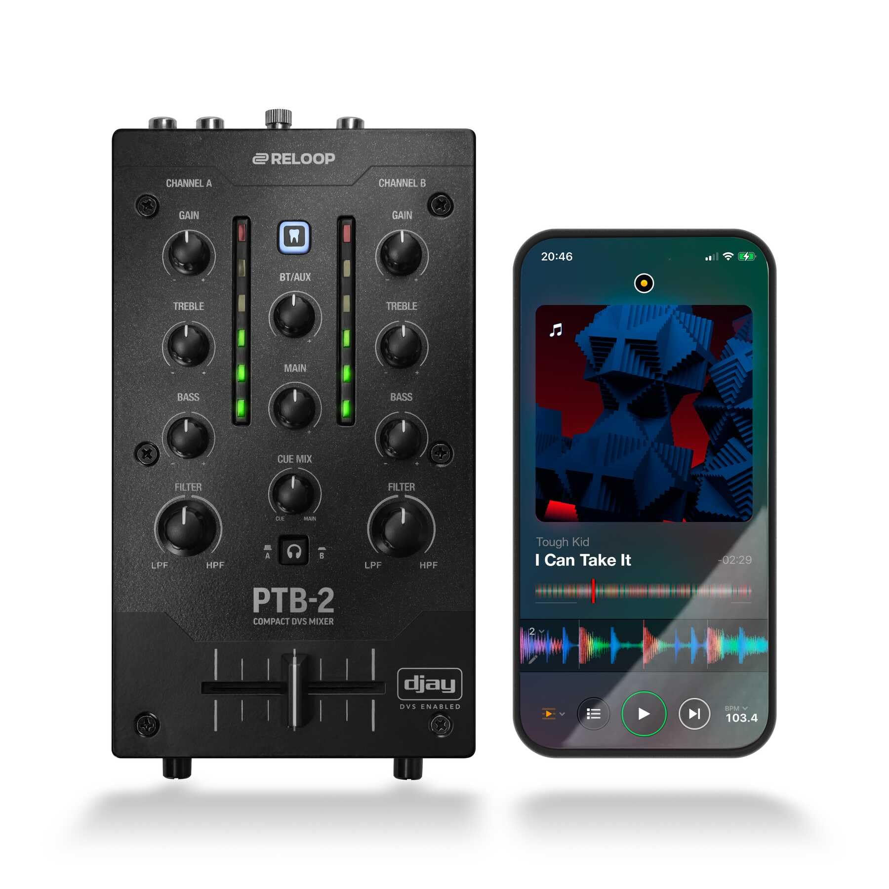 Reloop PTB-2 - Mixer DJ compatto e mobile 2+1 canali