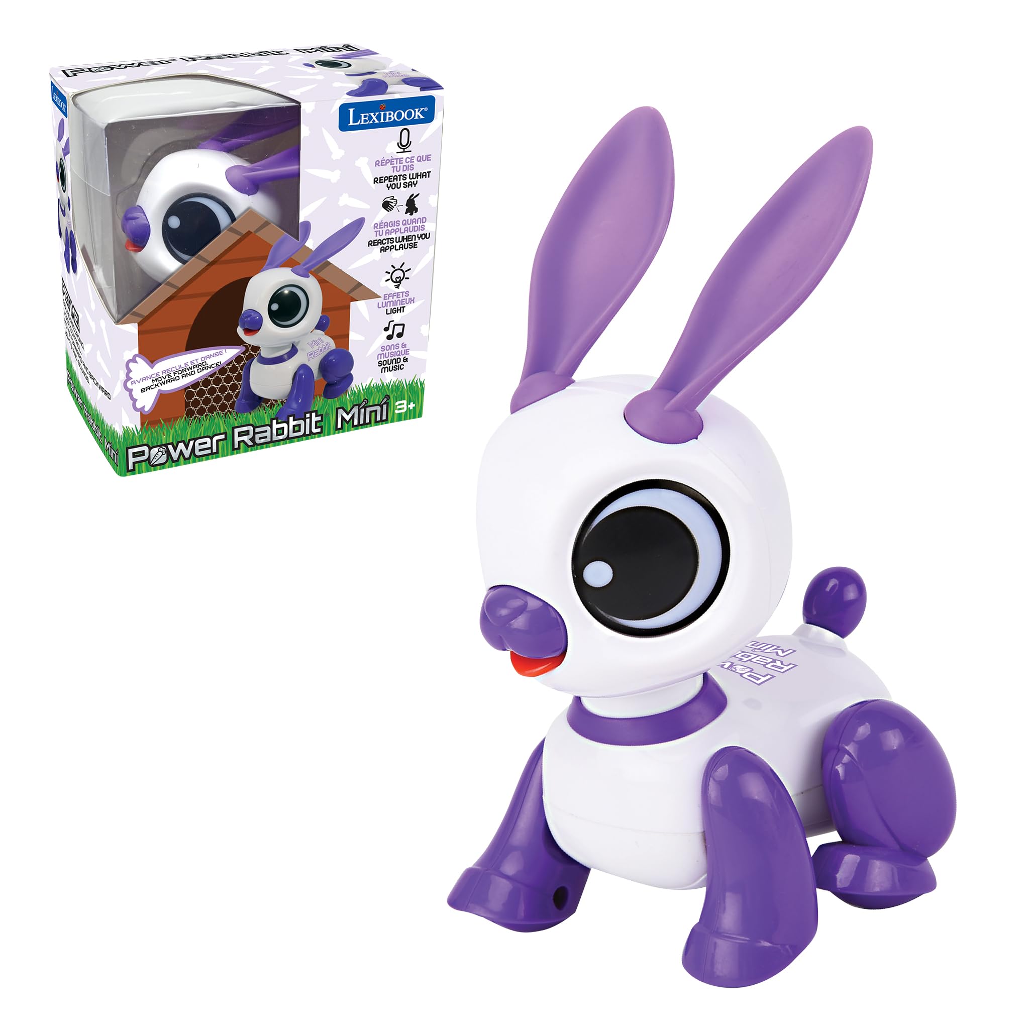 LEXIBOOK, My Little Rabbit Robot - Rabbit Robot with Sounds, Music, Light Effects, Voice Repeat and Sound Reaction, Toy for Boys and Girls - ROB02RABLXB