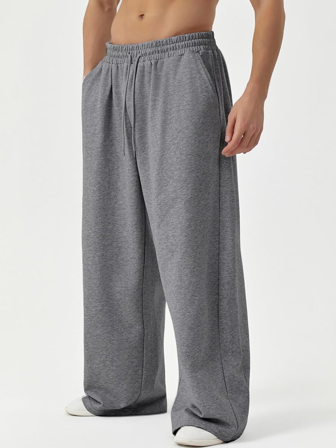 Men's Baggy Sweatpants Wide Leg Elastic Waist Athletic Joggers Loose Lounge Pants with Pockets - Image 4