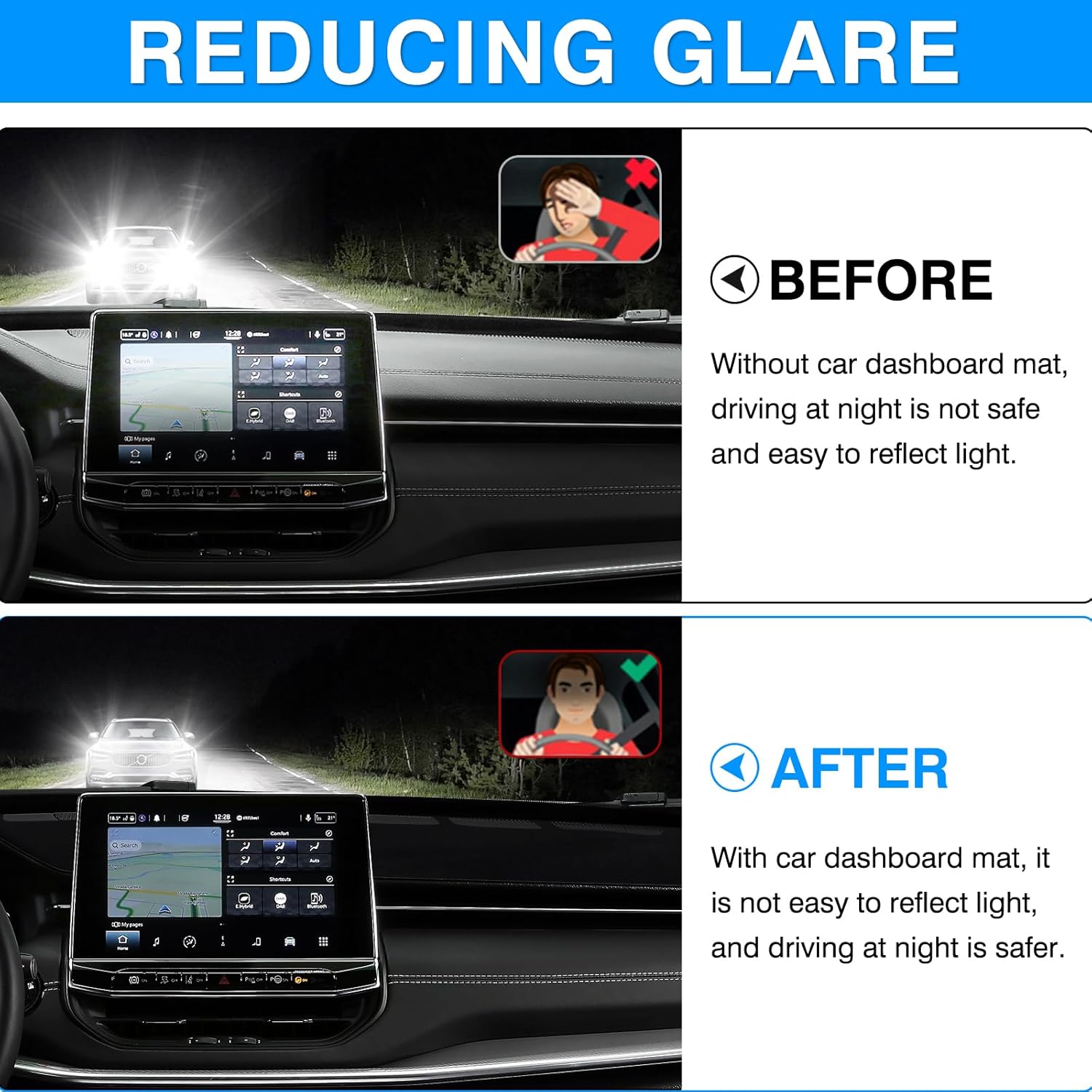 Autorder Dashboard Cover Mat for Jeep Compass 2022-2024 2025 Accessories Dash Cover Upgrade Flannel Dash Mat Sunshade Glare UV Rays Protector