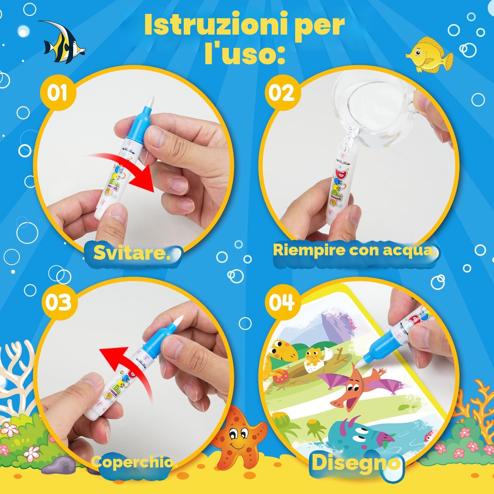 ZMLM 24 Libri da Colorare con acqua gadget compleanno bambina bambino bambini, Riutilizzabili mini libri da colorare Magico Pittura per di 4-8ann regalini fine festa compleanno bambini (24Classica)
