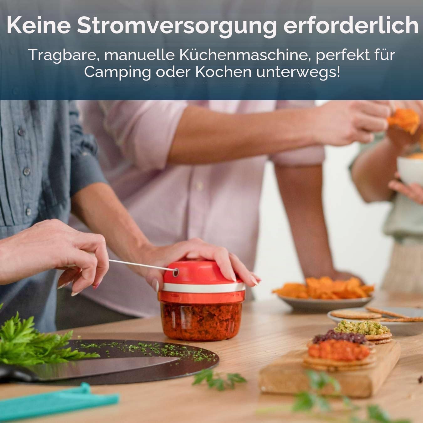Tupperware SuperSonic Zerkleinerer Mini, 300 ml Fassungsvermögen, manuelle Küchenmaschine – Küchenhelfer zum Zerkleinern von Kräutern, Nüssen, Knoblauch, Gemüse
