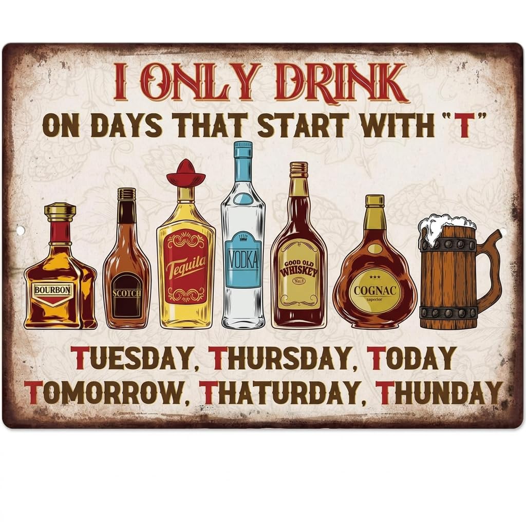 Funny Vintage Metal Tin Signs for Home Bar, Retro Beer Wall Decor Man Cave Accessories, Shabby Chic Garden Bar Signs Outdoor Pub Decor, 20x30cm Tinplate Plaque for Garage Kitchen Home Club