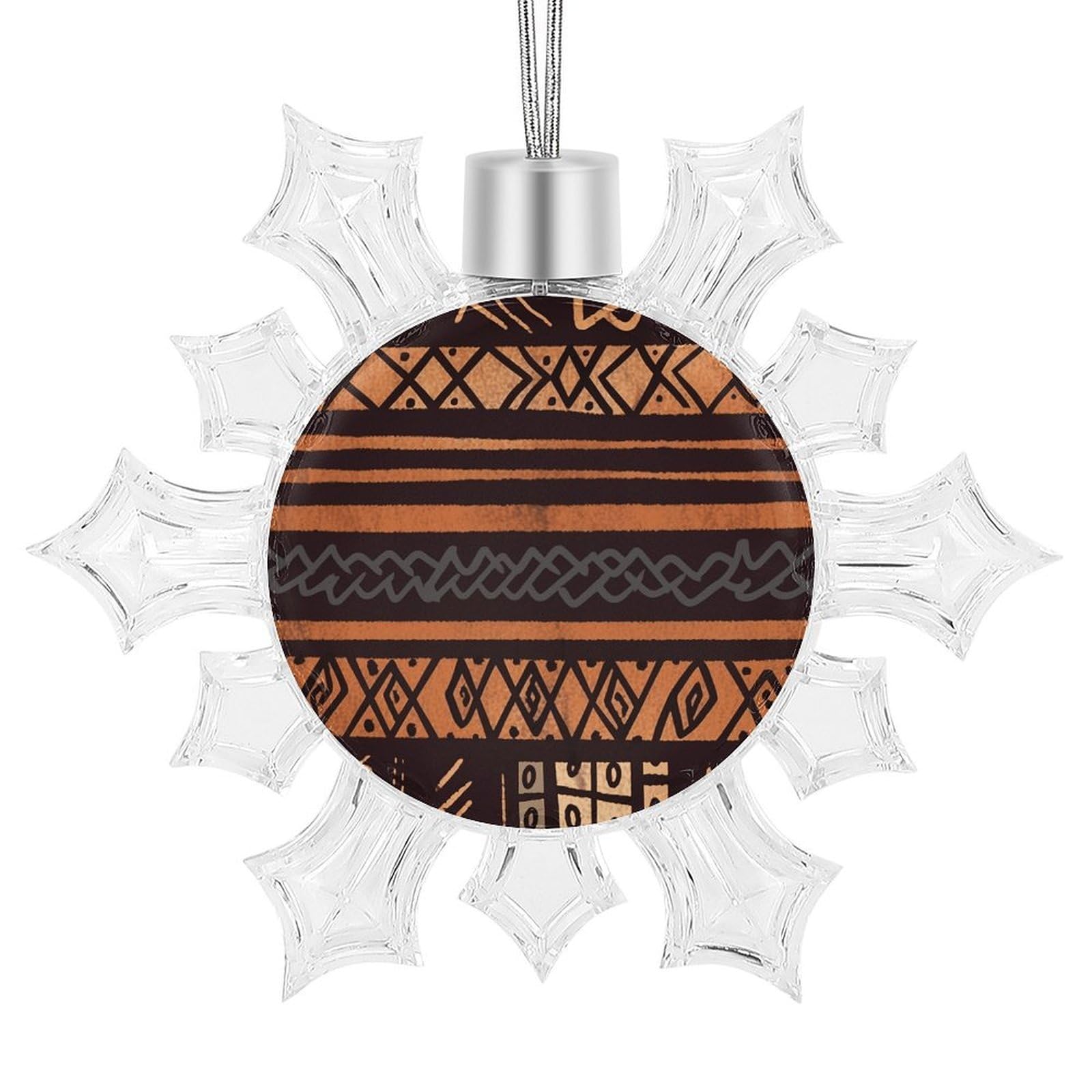 African Mud Cloth Tribal Snowflake Decorations, Winter Snowflake Ornaments Christmas Party Decorations Christmas Tree Decorations for Xmas Tree Winter New Year Party Supplies