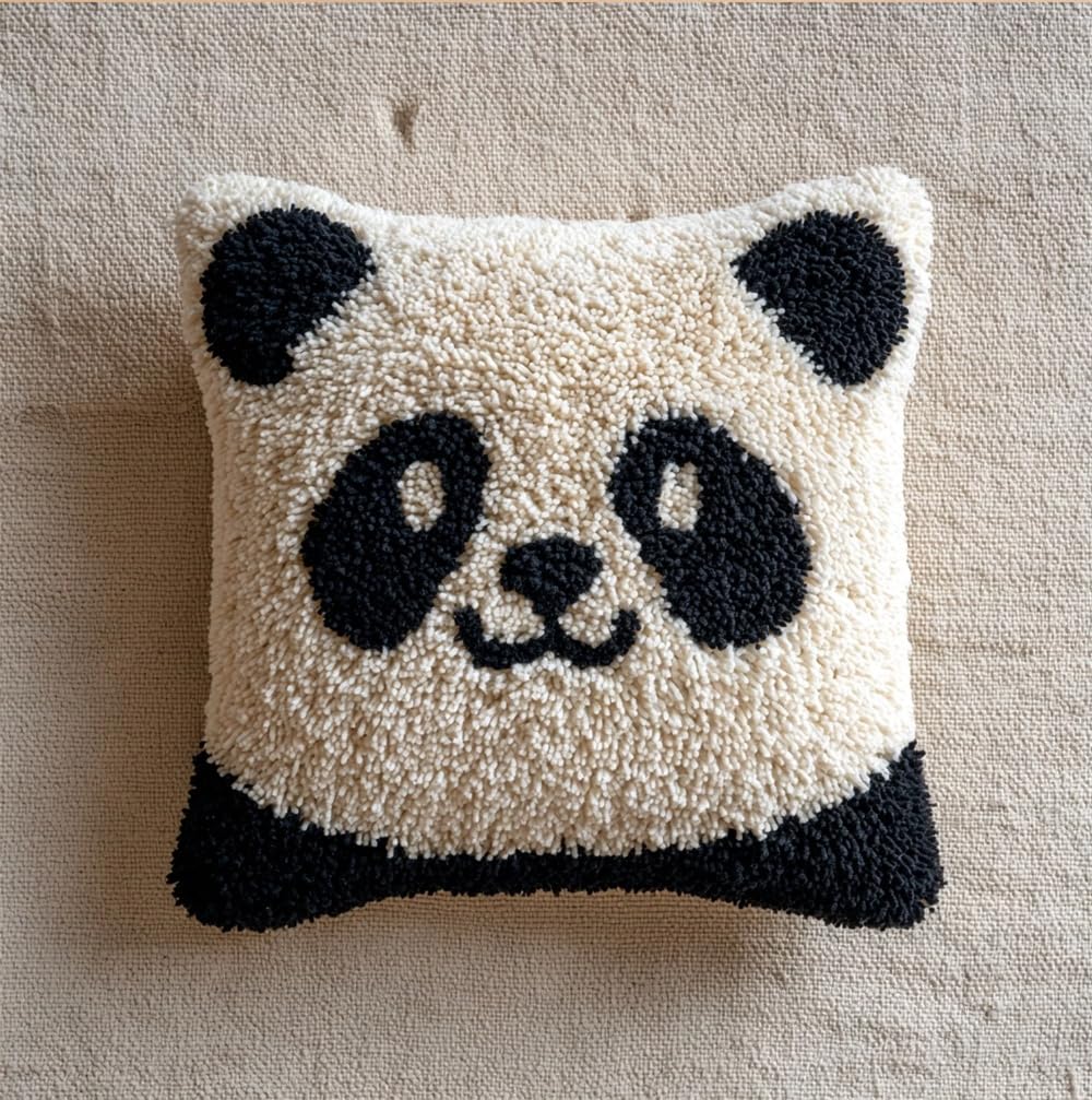 FWRTYCB Latch Hook Kits for Adults,Panda Pillow Sofa Cushion
