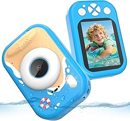 Macchina Fotografica Bambini, 1080P Macchina Fotografica Subacquea Professionale Bambini con 2,4" Schermo, 32GB Scheda, 10M Fotocamera Impermeabile Digitale Regalo per Bambini da 3-12 Anni