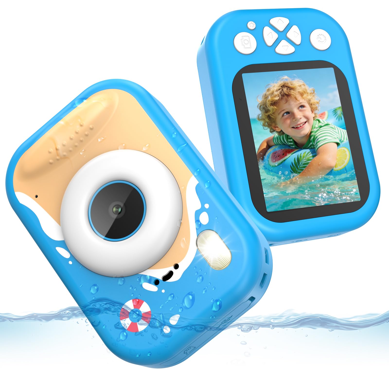 Macchina Fotografica Bambini, 1080P Macchina Fotografica Subacquea Professionale Bambini con 2,4" Schermo, 32GB Scheda, 10M Fotocamera Impermeabile Digitale Regalo per Bambini da 3-12 Anni - 1