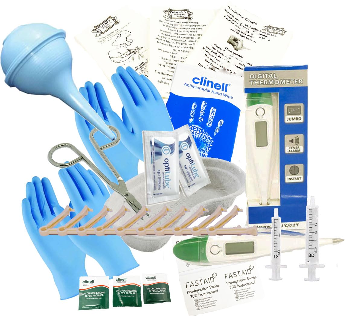 Whelping Kit The Best Value Disposable Kit for Breeders 10 Clamps Aspirator Thermometer