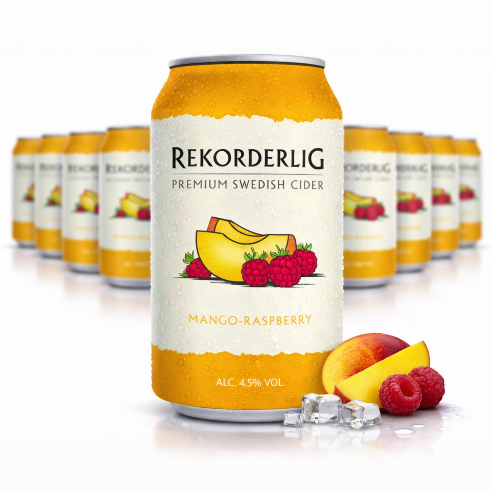 Rekorderlig Mango Raspberry Cider 24 x 0,33 l Dosen Vorratspack – Schwedischer Premium Fruit Cider 4,5% Vol.