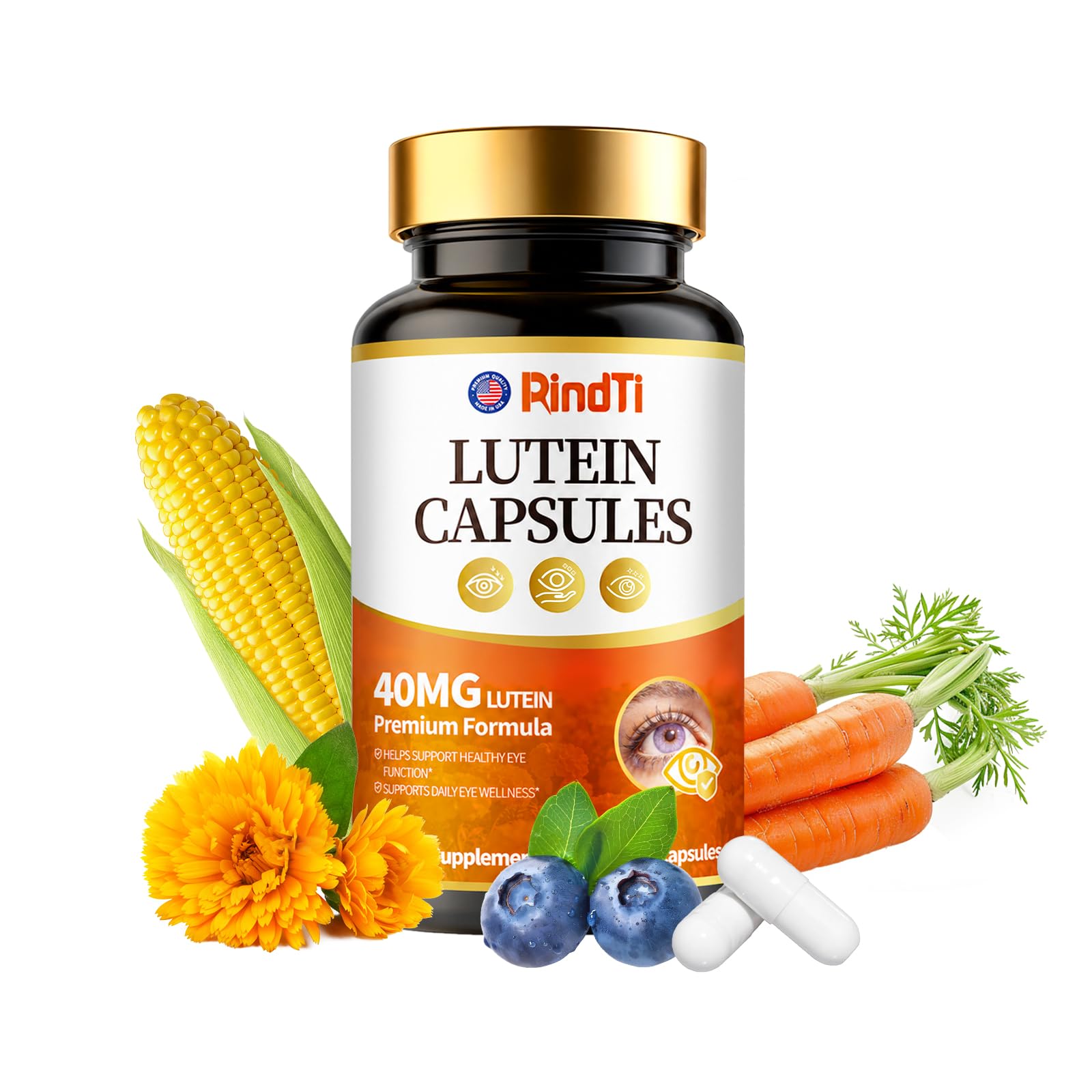 Lutein 40mg Zeaxanthin Bilberry Eye Vitamins, 120ct