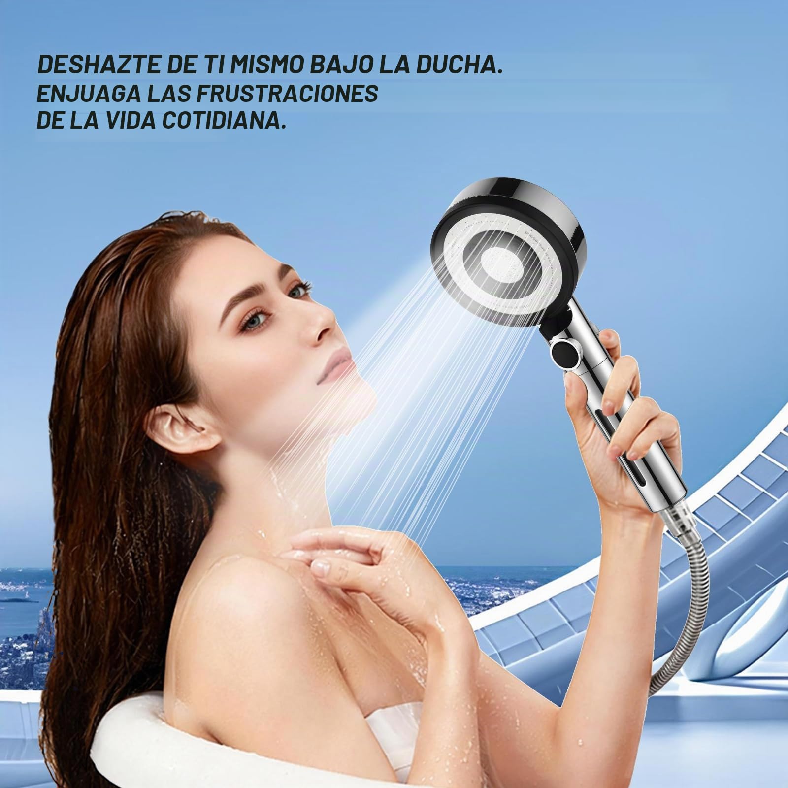 Cabezal de Ducha Antical con Filtro, Alta Presión, Ahorro de Agua, 5 Modos de Rociado, Acabado en Cromo, para Agua Dura Sin Manguera ni Soporte