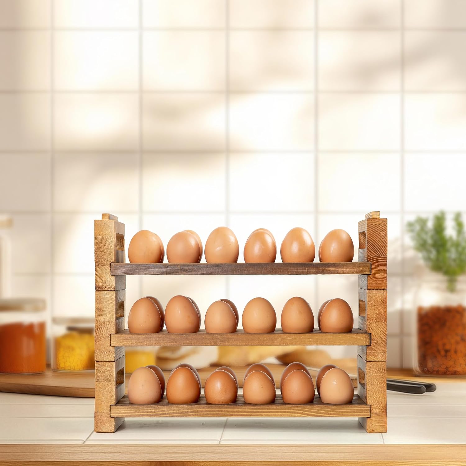 3-Tier Egg Holder Countertop, Egg Storage for Countertop Organizer