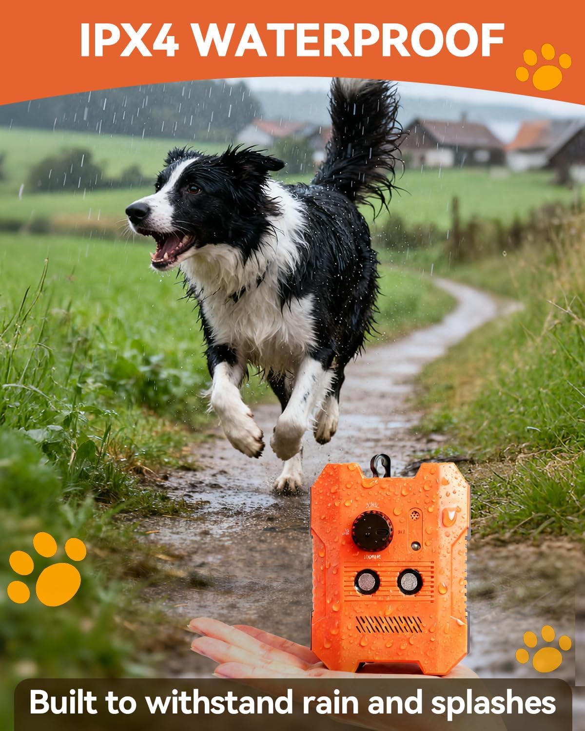 Ultrasonic Dog Bark Control Device – 3 Adjustable Modes, 50FT Precision Range, USB Rechargeable & IPX4 Waterproof Bark Stopper for Indoor and Outdoor Use