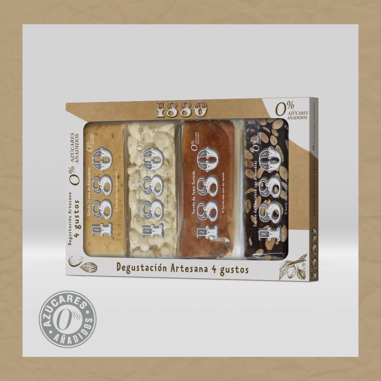 Turrones Artesana 4 Gustos 0% Azúcares Añadidos 300g Pack