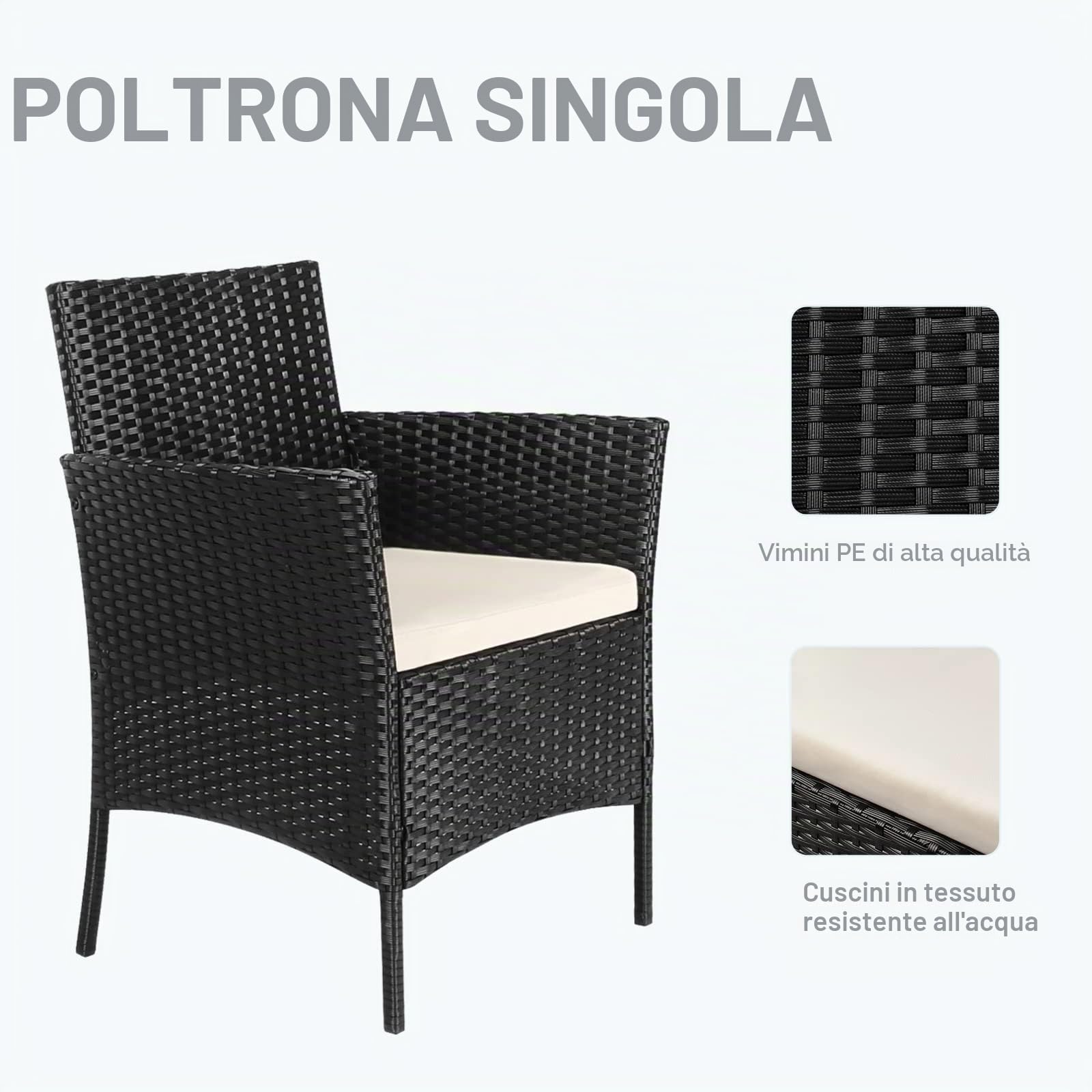 bigzzia Set da giardino con tavolo da esterno e sedie in resina intrecciata effetto rattan per giardino e balcone