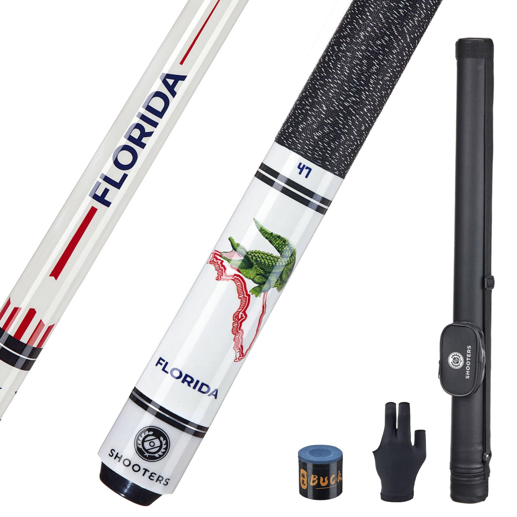 SHOOTERS Billiard Pool Cue Stick 2-Piece 58” Fast Joint Maple Wood Florida Style (19-21 Oz) (20, Ounces)