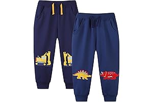 BUMEEX Toddler Boys' 2-Pack Pull on French Terry Pants 1-7Y