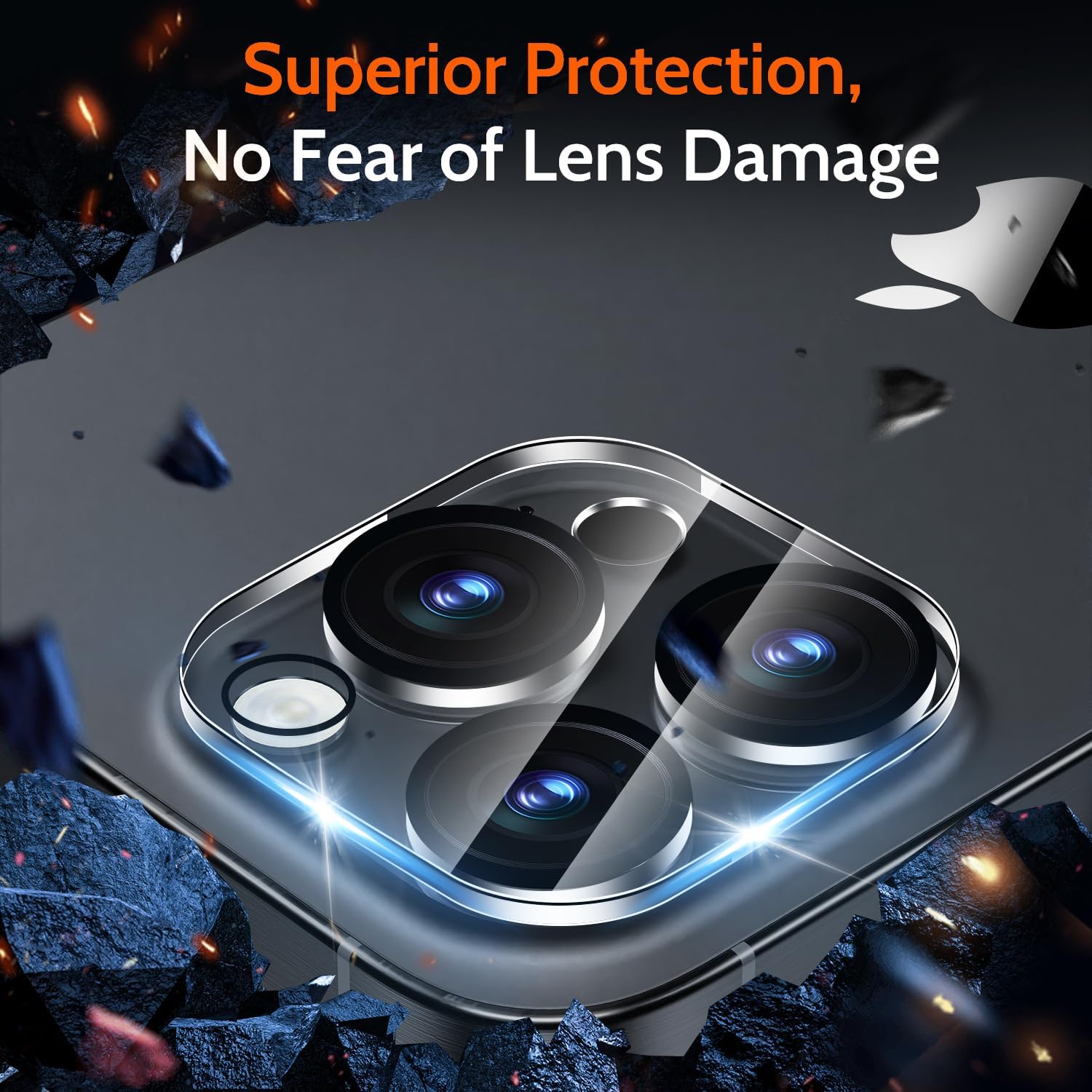 (3 Pack Camera Lens Protector Compatible for iPhone 16 Pro / 16 Pro Max Tempered Glass, Ultra HD Clear/Maintains Original Clarity/Shatterproof/Anti-scratch/Easy to Install/Case Friendly thumbnail