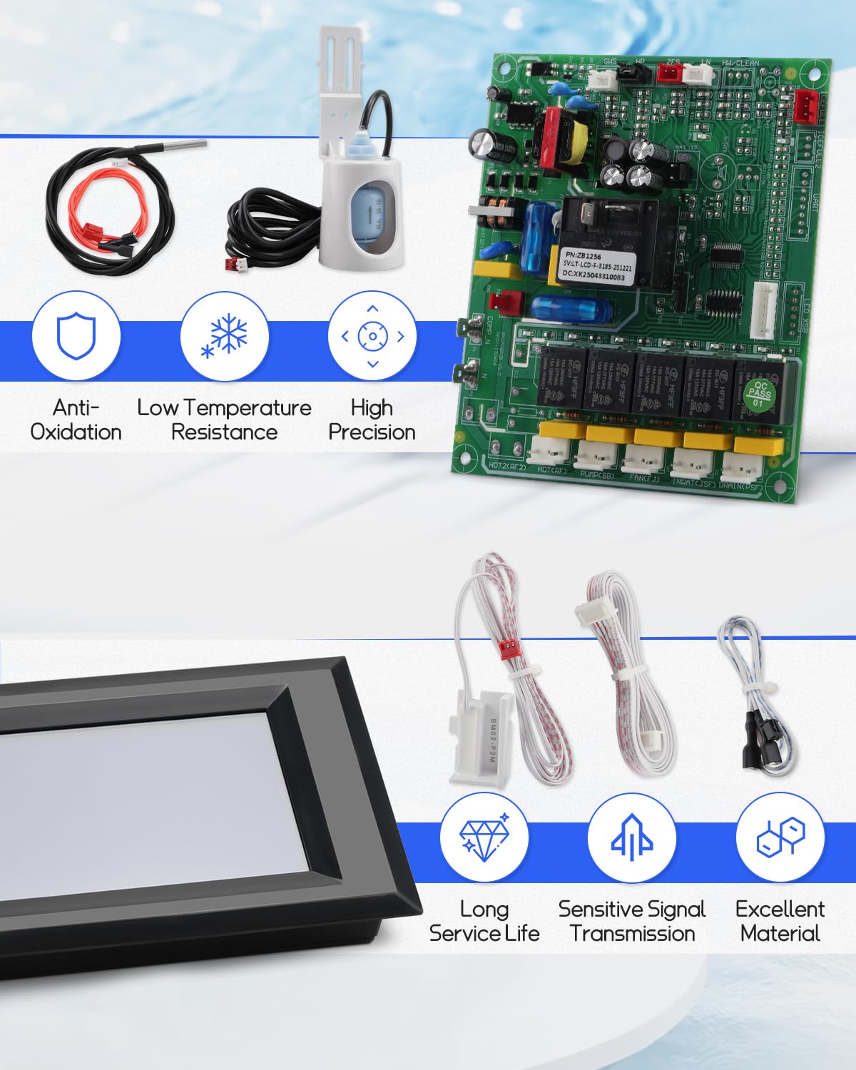 Blue Touch Screen ice Makers Control Board Fit for Most Commercial Ice Machines, Industrial Ice Machine Control Card kit Fit for Vevor/Cotlin/Coolski Split Ice Machines