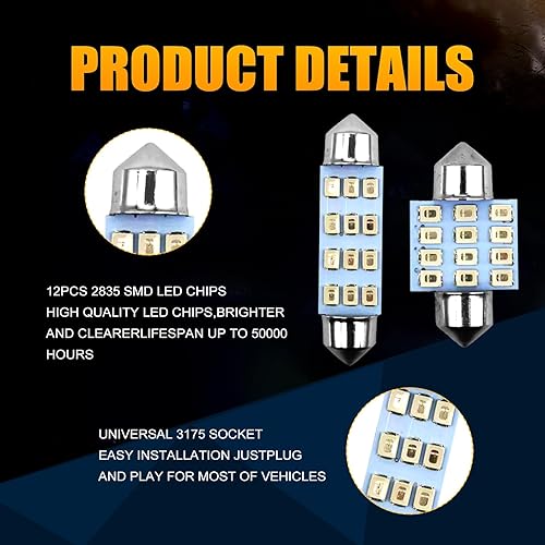 Miniatura 5 de Kit de combinación de bombillas LED para interior de coche, utilizado para el interior del maletero de la placa de matrícula del coche, fácil de