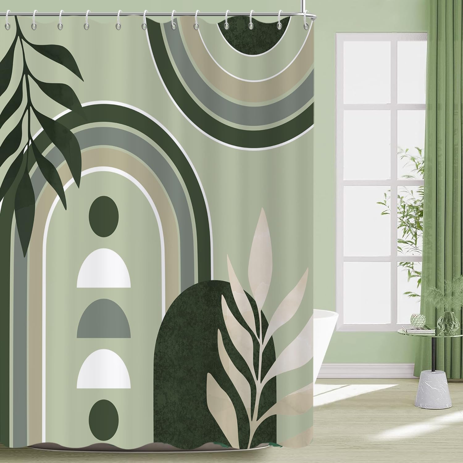 GCIREC Duschvorhang, 180x200cm, Braun Moderne Abstrakte Kuns
