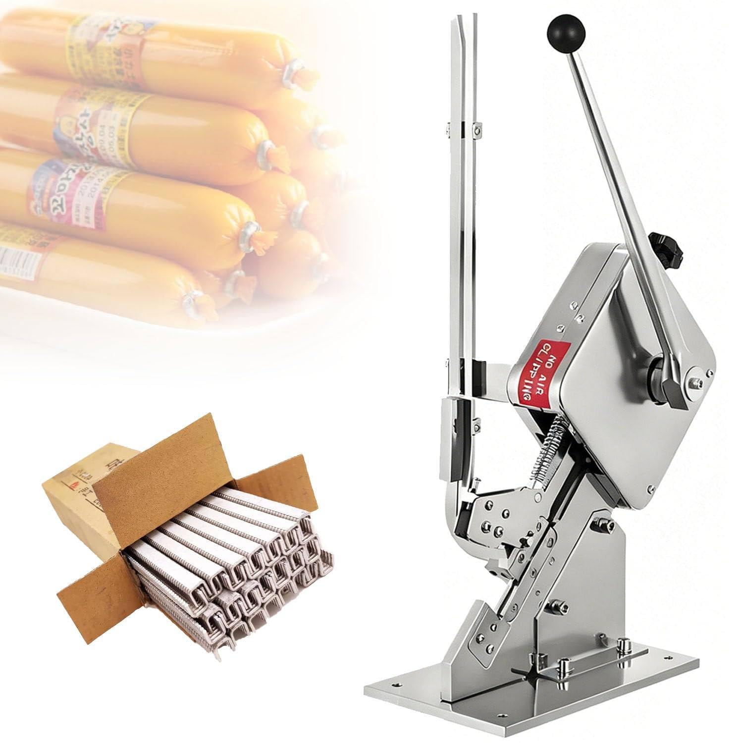 MRVAKDYDI Portable Tying Machine for Sealing, Manual U-Shape Sausage Clipper Sealing Machine With 4500 Clips For Commercial Meat Packing(U503y)