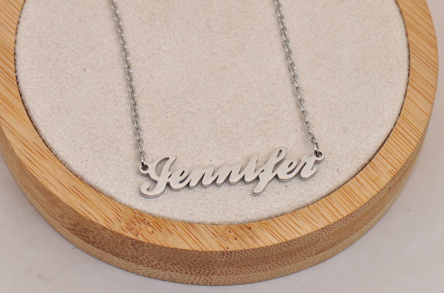 Dancing Wolf Silver Jennifer Name Necklace Initial Charm Nameplate Necklaces for Womens Birthday Friendship Jewelry Stainless Steel - Image 4