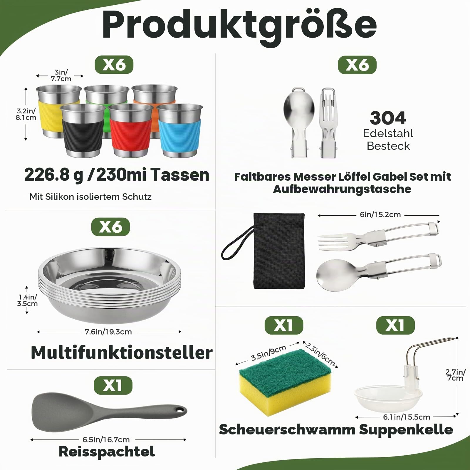 THTYBROS 43-teiliges Aluminium Camping-Set für 6 Personen mit Topf, Wasserkocher, Pfanne & Geschirr für Outdoor