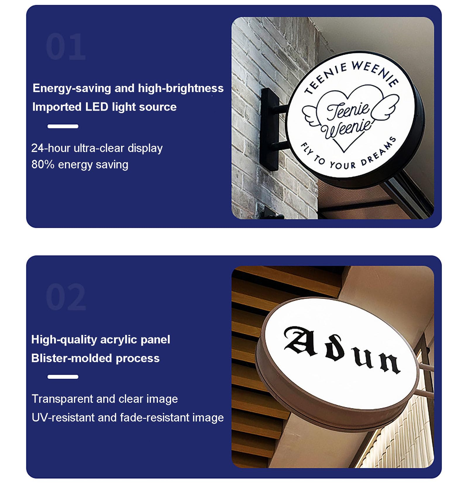 Caja de luz LED, valla publicitaria impermeable de doble cara para negocios, letrero redondo personalizado para promociones y marcas