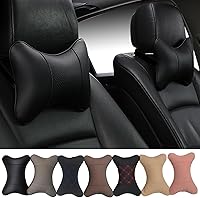 Universal PU Leather Car Neck Pillows 2-Pack Headrest Support - Pain Relief for Long Drives, Fits Most Cars (Black)
