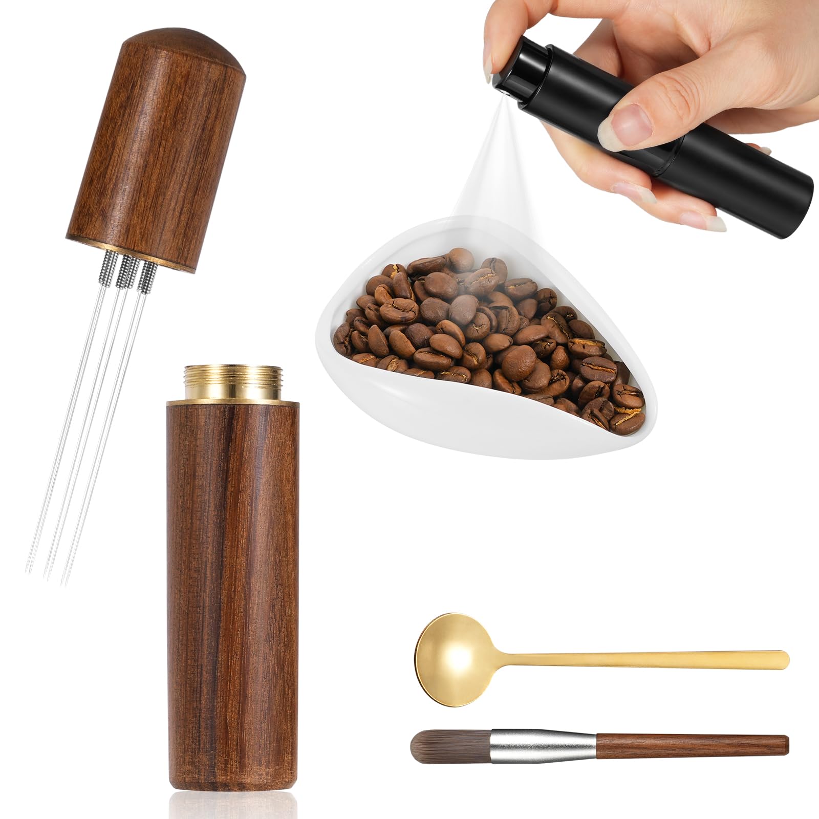 XCSOURCE Coffee Bean Dosing Cup and Spray Bottle Kit For Espresso, WDT Tool 5-Piece Set, Coffee Bar Accessories, Ceramic Single Dosing Tray For Coffee or Tea, Coffee Lovers Ideal Gift