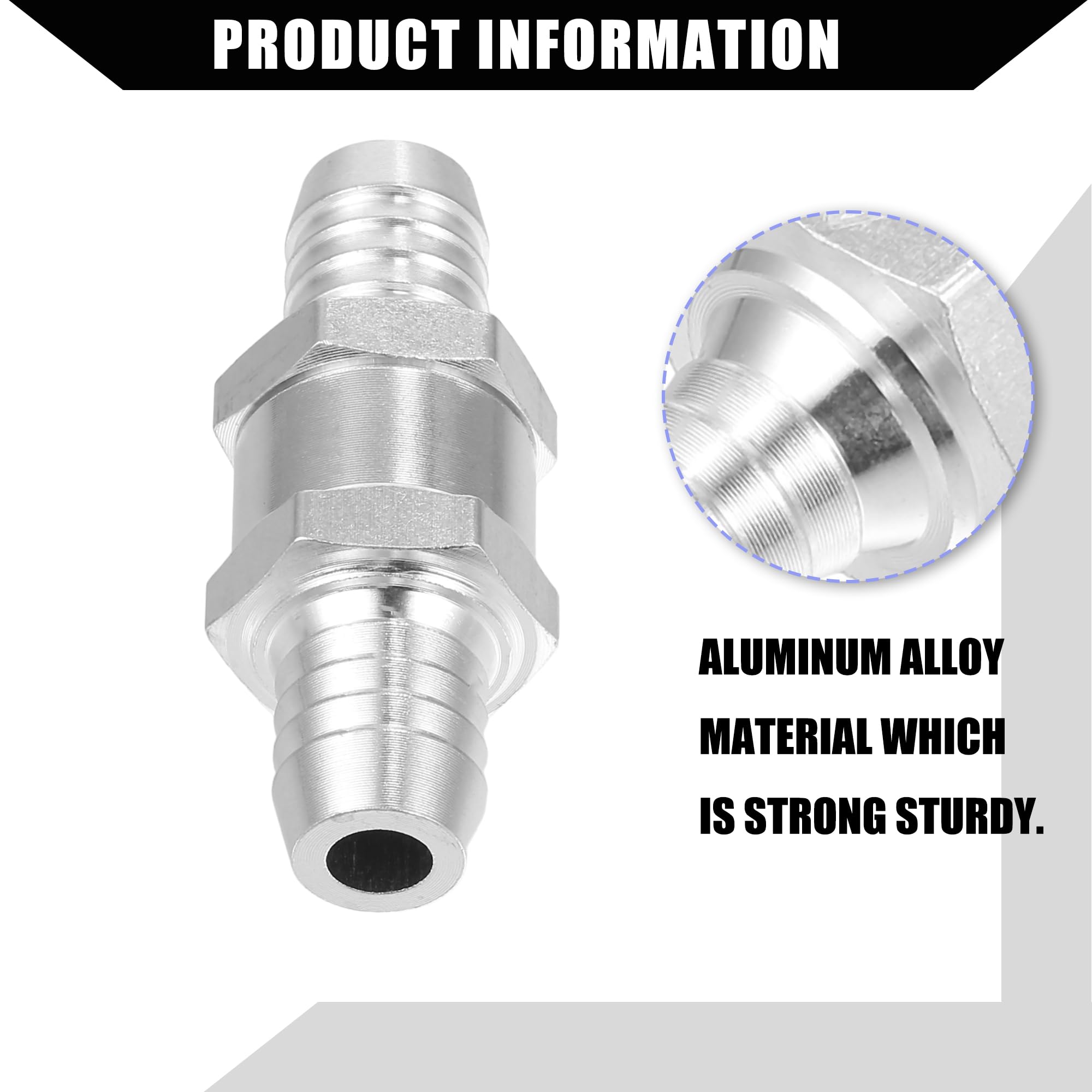 Válvula de Retención de Línea de Combustible/Válvula de Retorno Unidireccional Interna para Sistemas de Combustible/Aleación de Aluminio 5/8" 16mm OD / 2 Unidades
