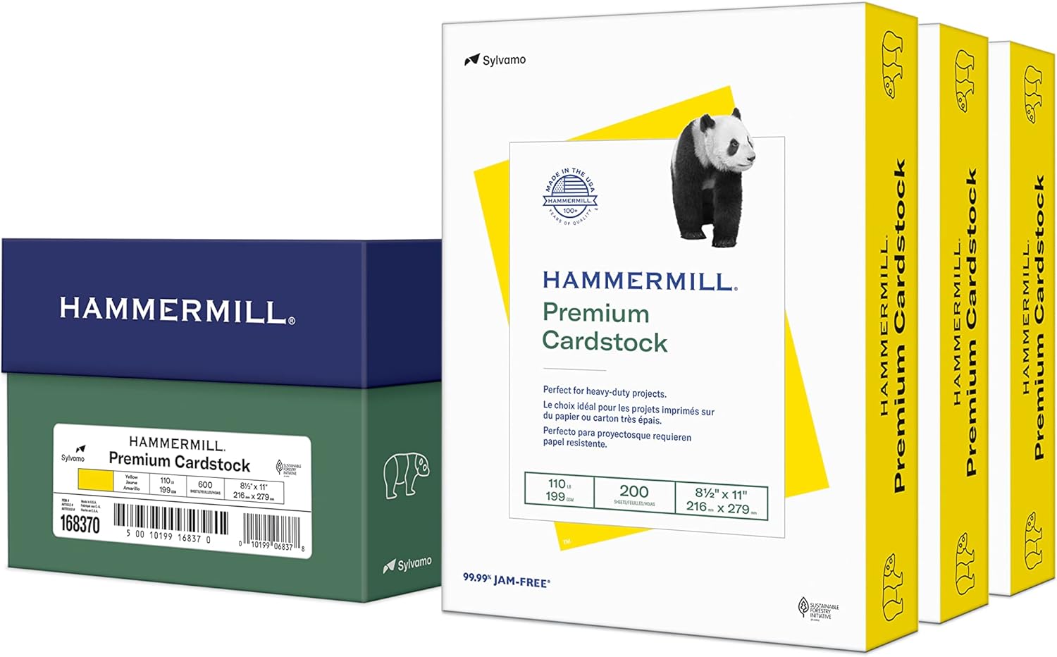 Hammermill Yellow Cardstock, 110 lb, 8.5 x 11 Colored Cardstock, 3 Pack