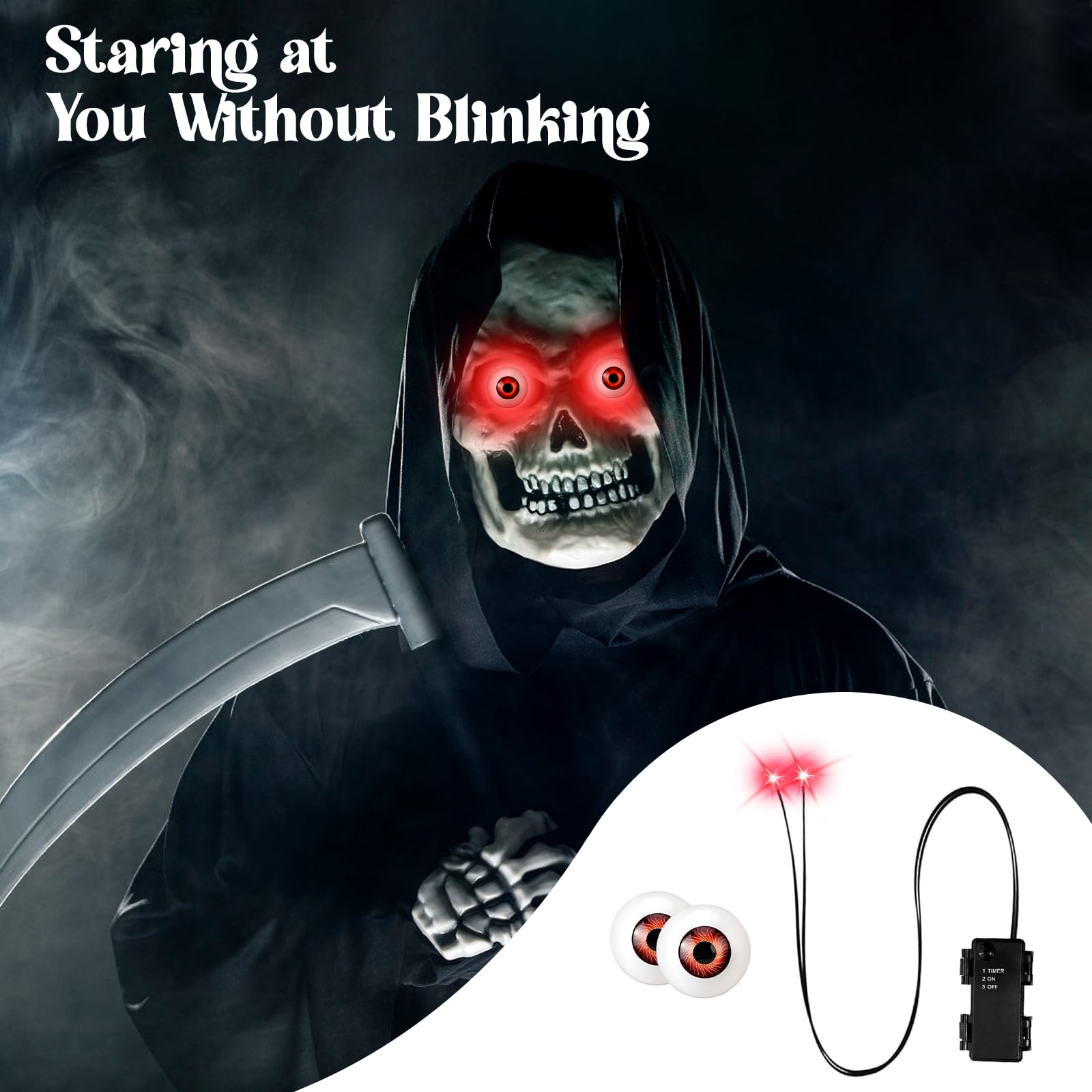 Świecące oczy LED na Halloween, dekoracje kostiumowe, maski Cosplay i czaszki (czerwone 2)
