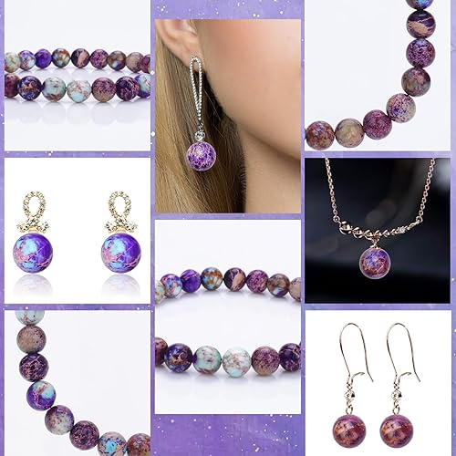 Miniatura 3 de 47 cuentas de piedras preciosas naturales de sedimentos marinos de 0.315 pulgadas (0.315 in), cuentas de piedra de jaspe imperial para hacer joyas,