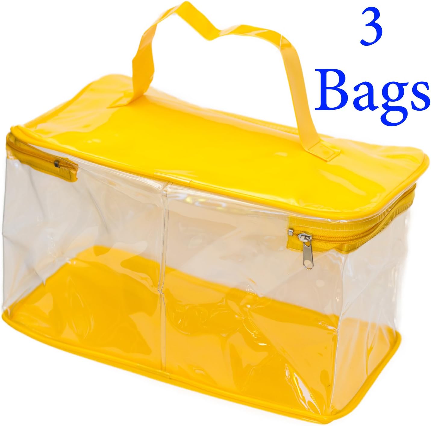 Clear PVC Vinyl Zipper Bags For Cosmetics Travel Plastic Transparent Bag for Toys Handbag To Store First Aid Essentials The Best Option To Store Stuff 9.8"L X 5.9"W X 5.5"H. Includes 3 Bags