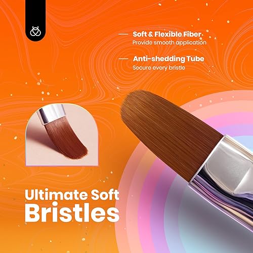 Miniatura 27 de Beetles - Juego de 6 pinceles de gel para arte de uñas, diseño de esmalte de gel, herramientas de pintura con pincel plano, pincel ovalado, pincel