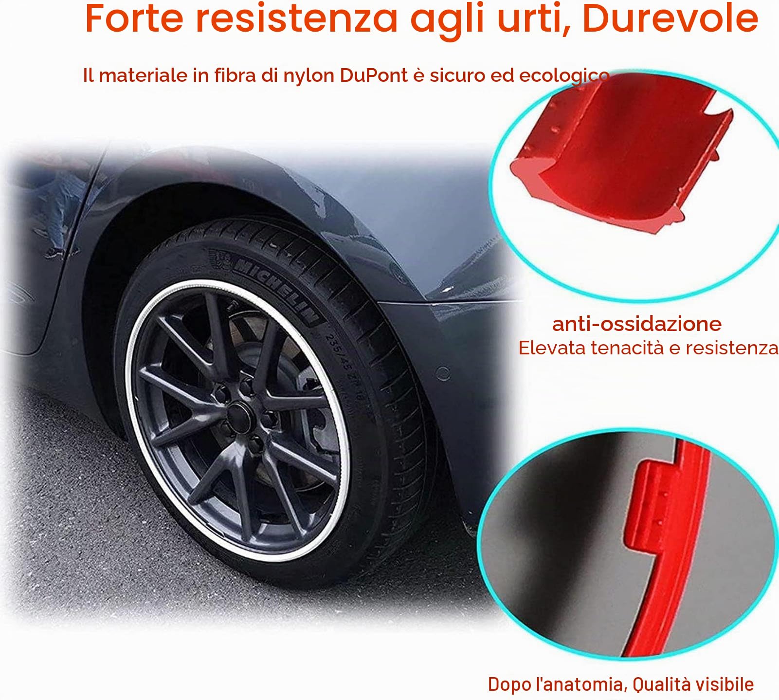 Protezione del Cerchione Dell'Auto, 16/17/18/19/20 Pollici Protezioni Cerchioni Ruote, Anello di Protezione del Bordo della Ruota, Protezione per Cerchi in Lega AntiGraffio,Nero,18in