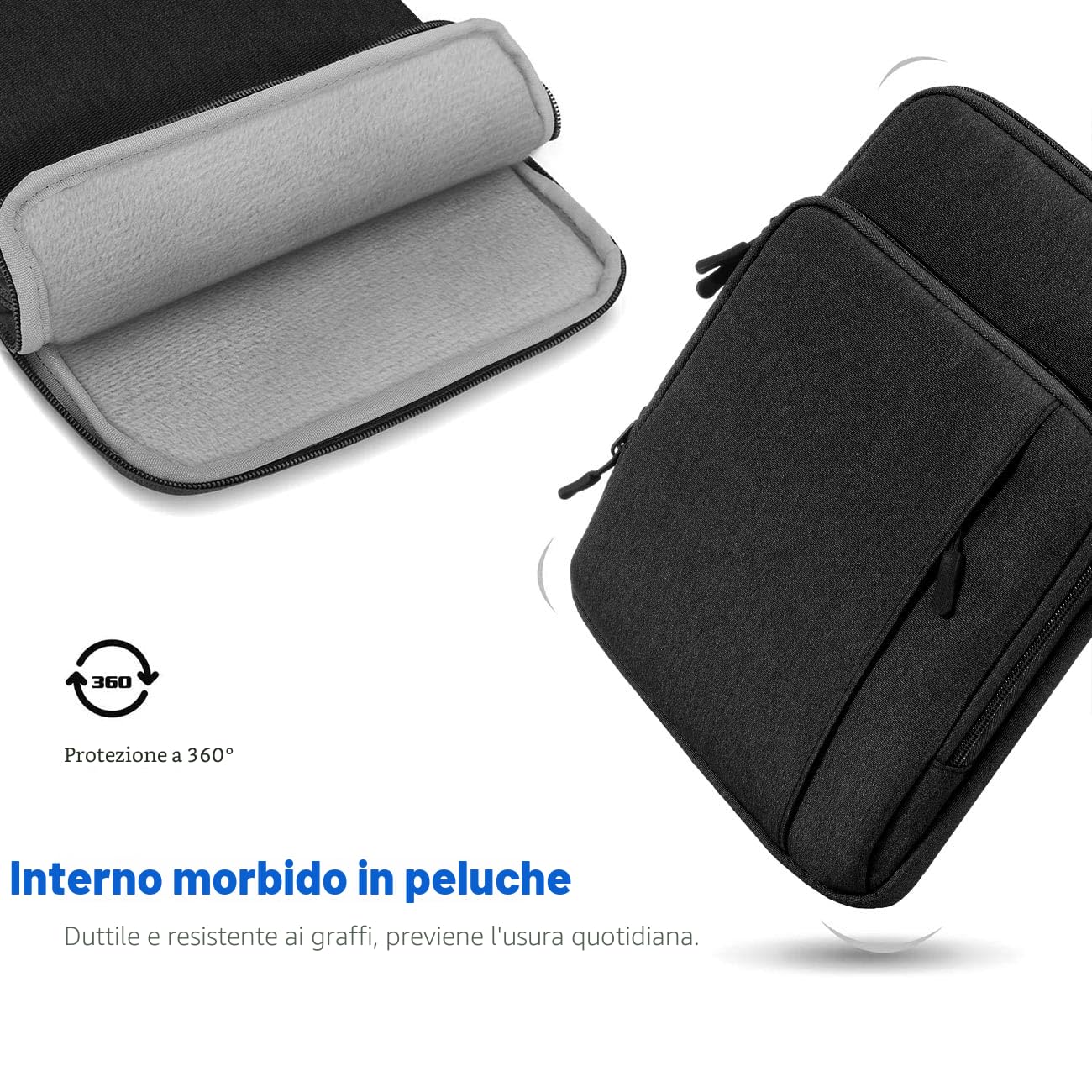 Dadanism 9-11" Tablet Borsa Portatile con Tracolla per iPad (A16) 11", iPad Air M4/M3/Pro M5/M4 11", iPad 10a Gen/Air 5 10,9", iPad 9/8/7a Gen 10,2", Galaxy Tab A11+ 11", Tab M11 11", Nero Grigio