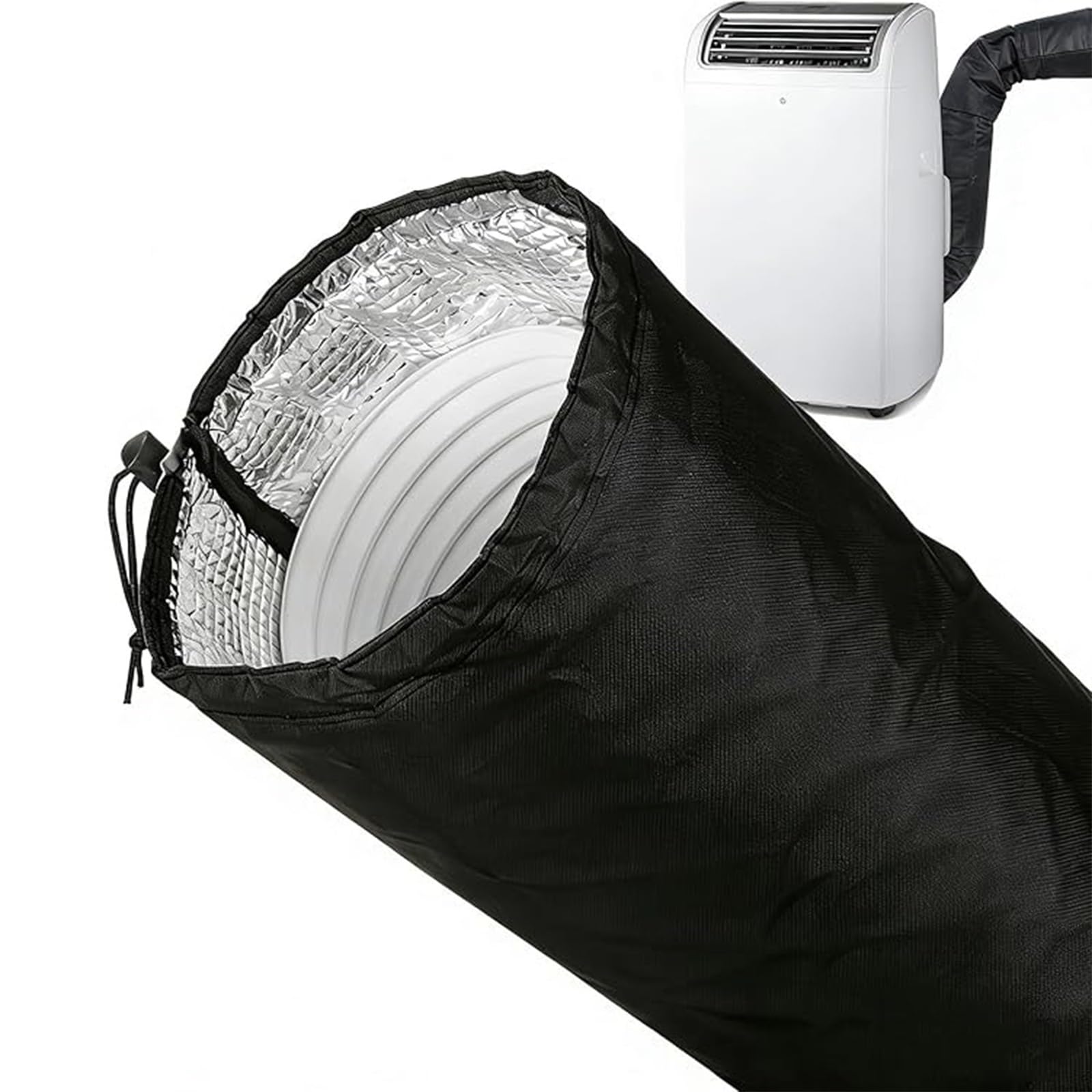 Energy Efficient AC Hose Cover, Thermal Barrier Texture Design, for Exhaust Ducts, Saves Energy, Easy Wrap(Black)
