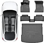 AOMSAZTO Tapis de sol & Compatible avec Volkswagen Tiguan 2018-2024 Tous les temps TPE Kit complet de tapis de coffre de voiture noir